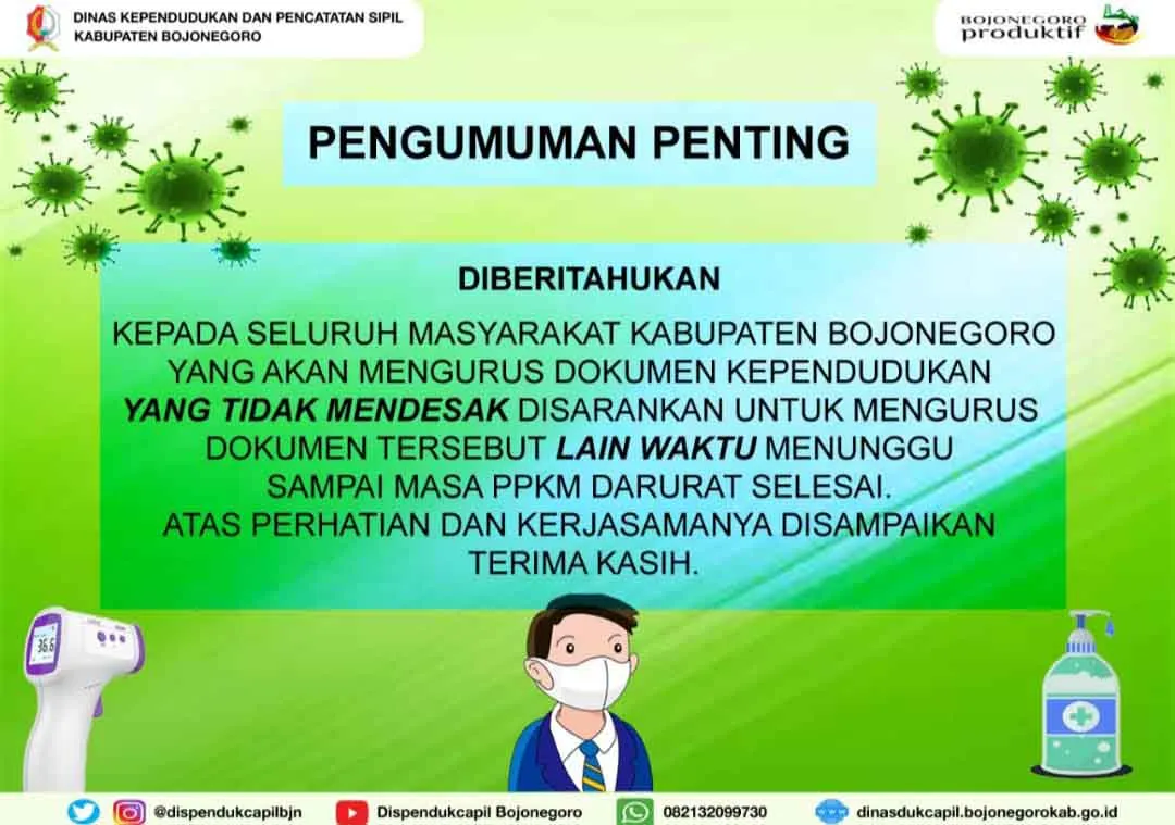 Dispendukcapil Mengurus Dokumen Kependudukan Yang Mendesak Selama PPKM