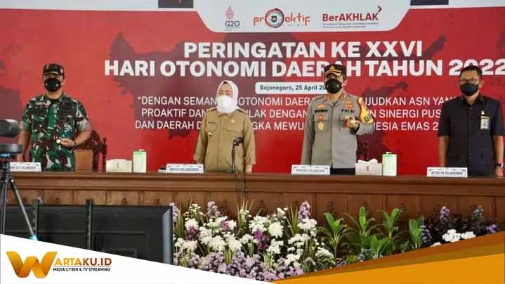 Dari Pendopo Pemkab Bupati Bojonegoro Ikuti Peringatan Ke XXVI Hari Otoda